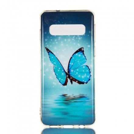 Skal För Samsung Galaxy S10 Fluorescerande Blå Fjäril