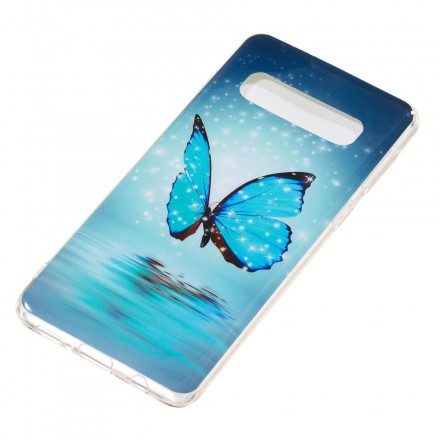 Skal För Samsung Galaxy S10 Fluorescerande Blå Fjäril