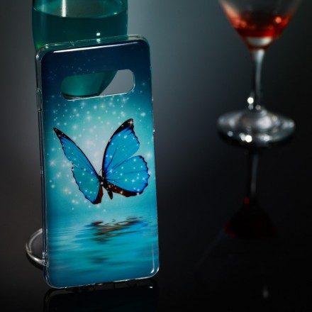 Skal För Samsung Galaxy S10 Fluorescerande Blå Fjäril