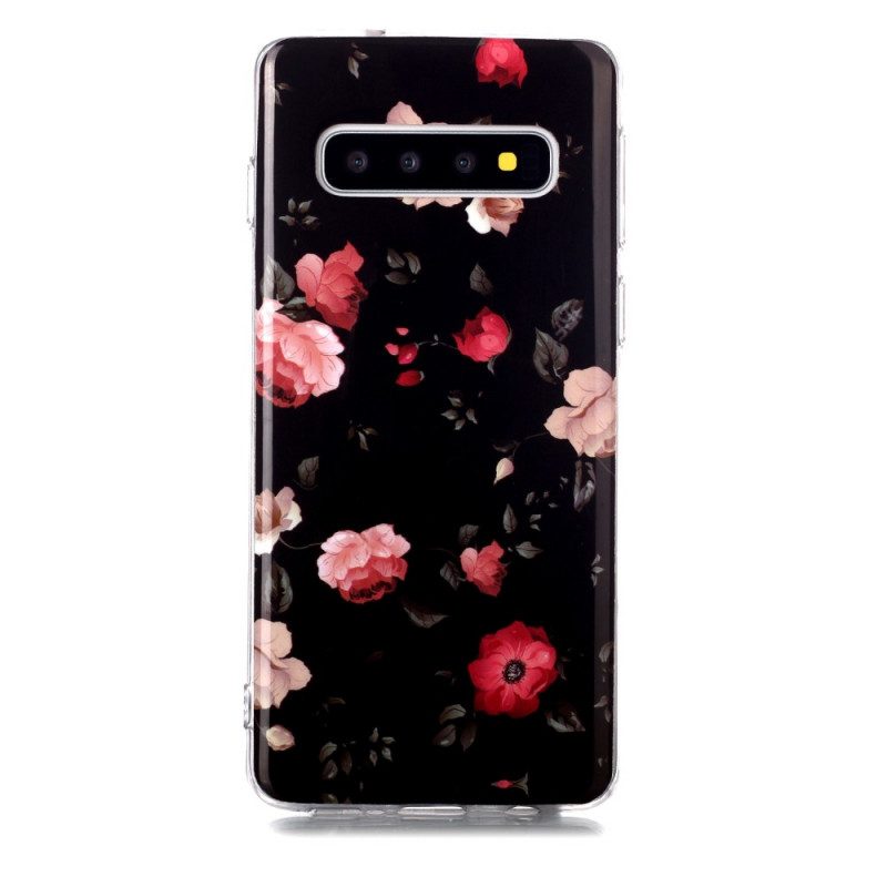 Skal För Samsung Galaxy S10 Fluorescerande Frihetsblommor