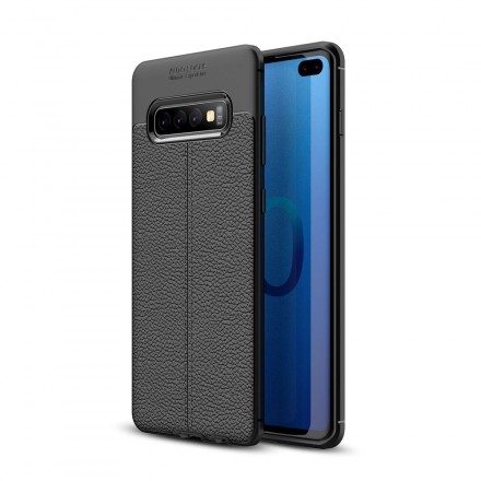 Skal För Samsung Galaxy S10 Plus Double Line Litchi Lädereffekt