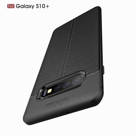 Skal För Samsung Galaxy S10 Plus Double Line Litchi Lädereffekt