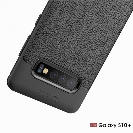 Skal För Samsung Galaxy S10 Plus Double Line Litchi Lädereffekt