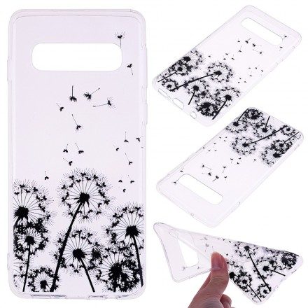 Skal För Samsung Galaxy S10 Transparenta Svarta Maskrosor