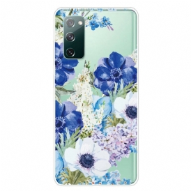 Skal För Samsung Galaxy S20 FE Akvarell Blå Blommor Sömlös