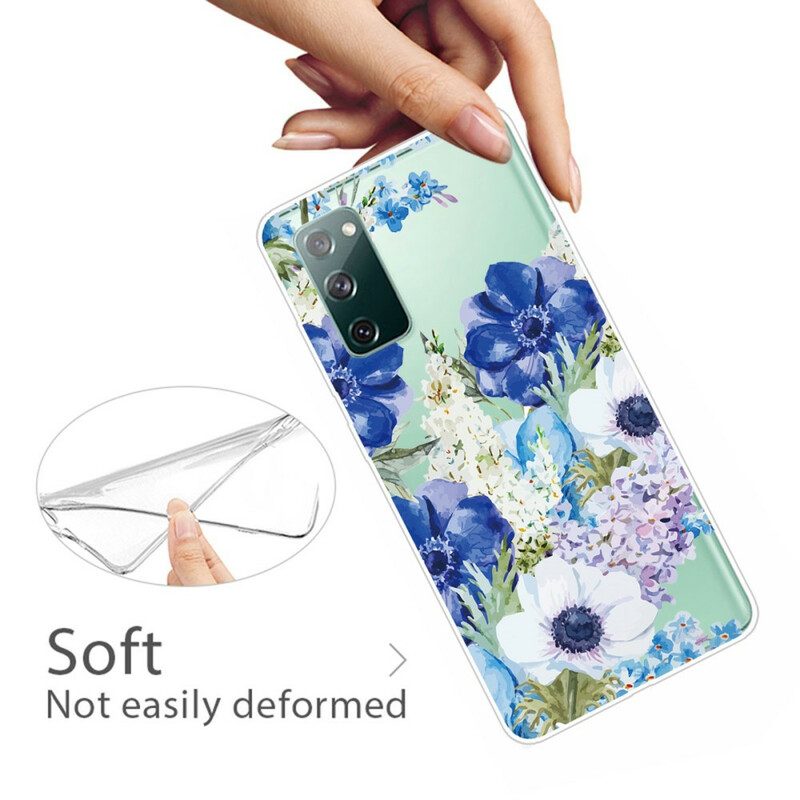 Skal För Samsung Galaxy S20 FE Akvarell Blå Blommor Sömlös