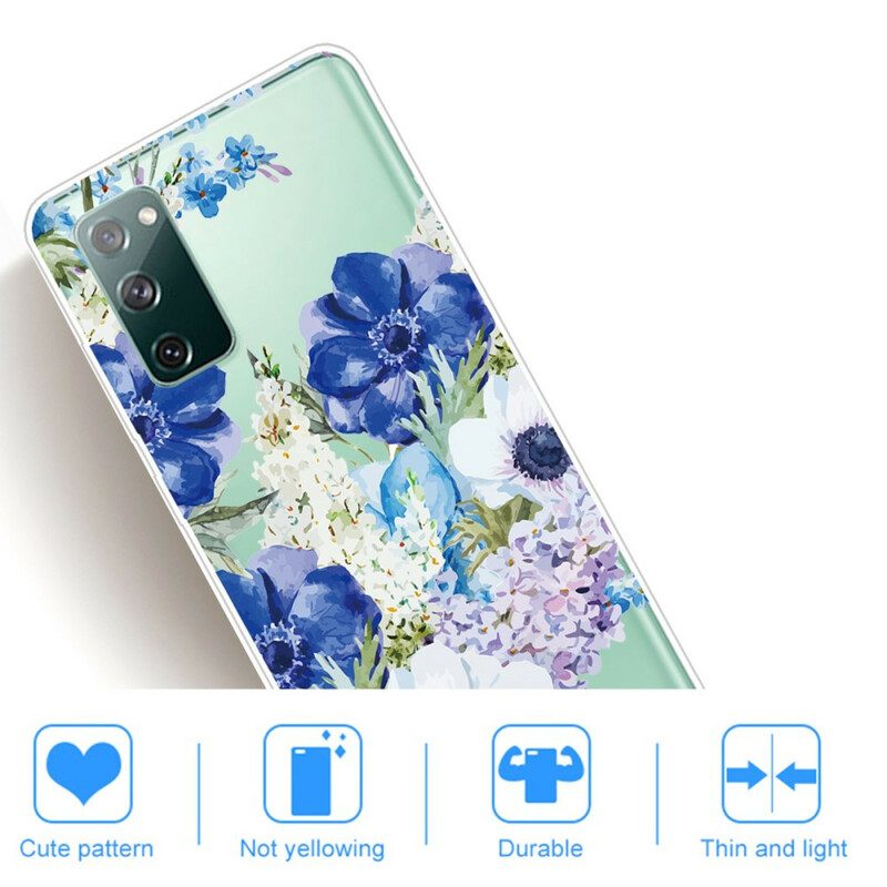 Skal För Samsung Galaxy S20 FE Akvarell Blå Blommor Sömlös
