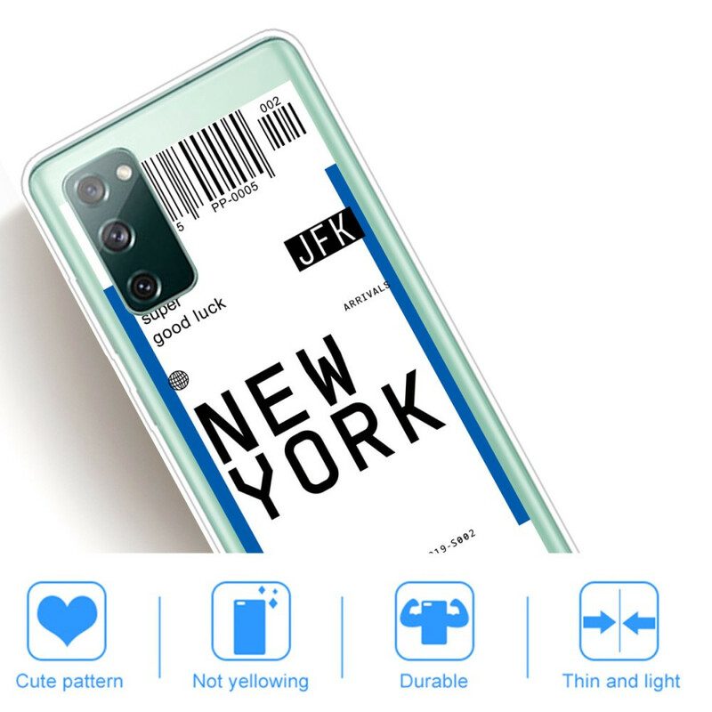 Skal För Samsung Galaxy S20 FE Boardingkort Till New York