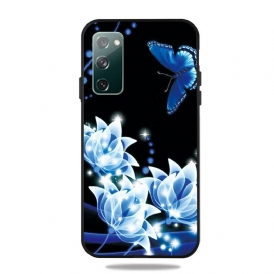 Skal För Samsung Galaxy S20 FE Fjäril Och Blå Blommor