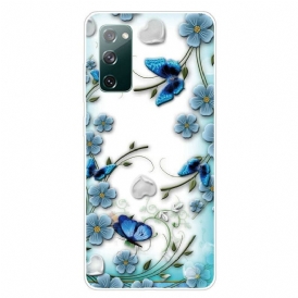 Skal För Samsung Galaxy S20 FE Transparenta Retrofjärilar Och Blommor