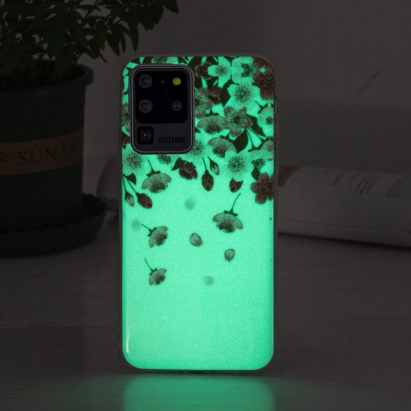 Skal För Samsung Galaxy S20 Ultra Fluorescerande Blommor