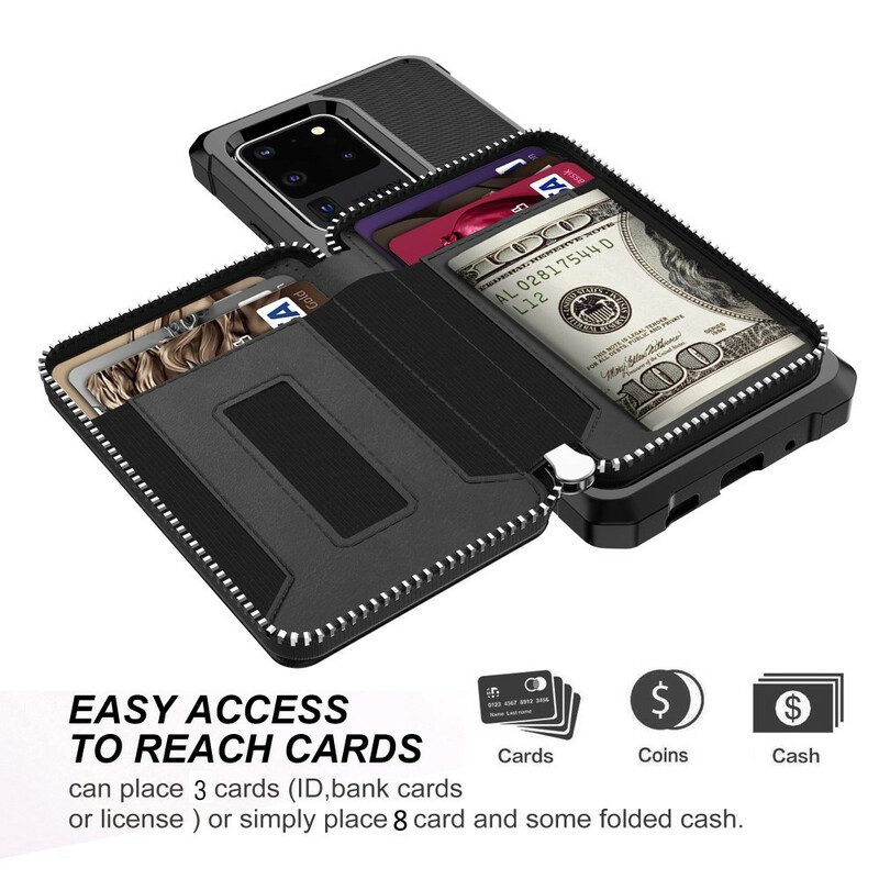 Skal För Samsung Galaxy S20 Ultra Plånboksfodral Zip-plånbok