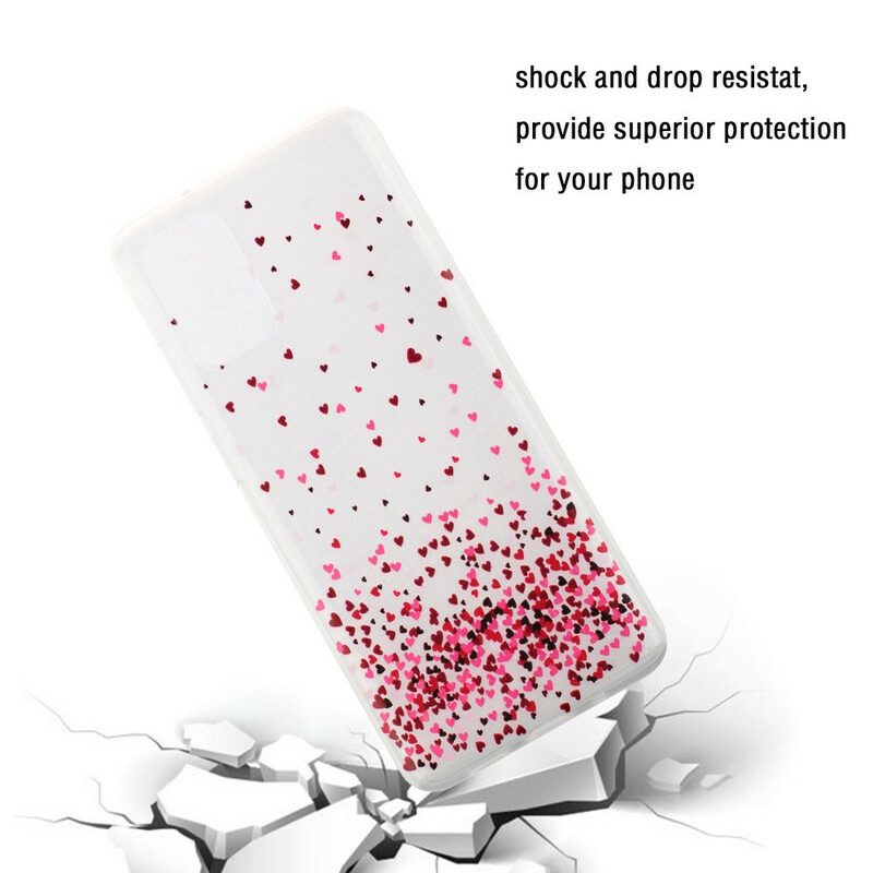 Skal För Samsung Galaxy S20 Ultra Transparenta Flera Röda Hjärtan