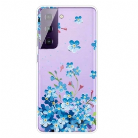 Skal För Samsung Galaxy S21 5G Blå Blommor
