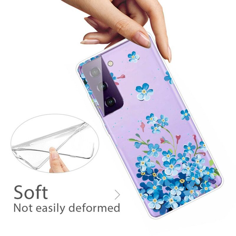 Skal För Samsung Galaxy S21 5G Blå Blommor