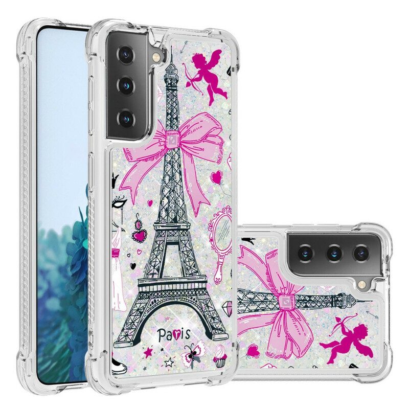 Skal För Samsung Galaxy S21 5G Eiffeltornets Paljetter