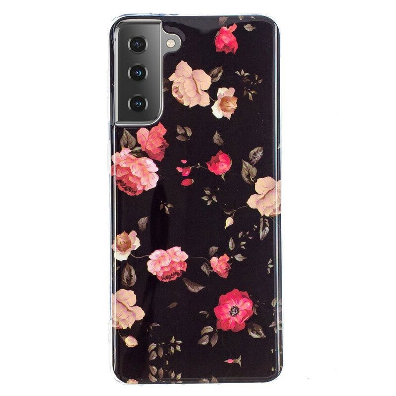 Skal För Samsung Galaxy S21 5G Fluorescerande Blomsterserie