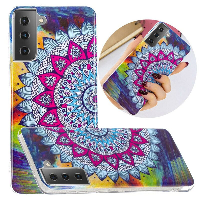Skal För Samsung Galaxy S21 5G Fluorescerande Färgglada Mandala