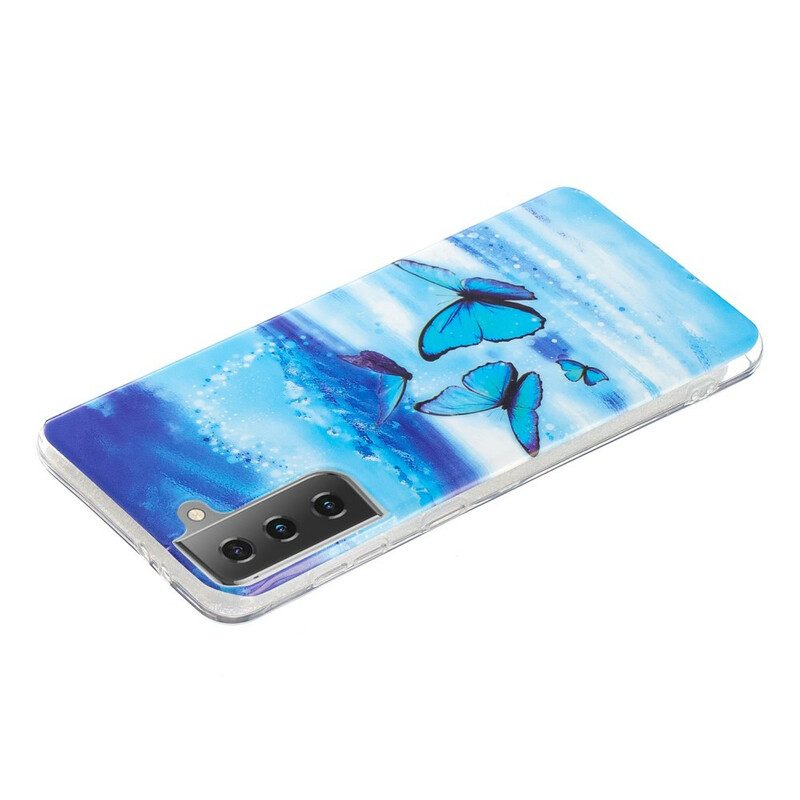 Skal För Samsung Galaxy S21 5G Fluorescerande Fjärilsserie
