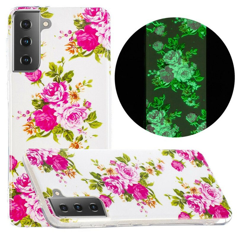 Skal För Samsung Galaxy S21 5G Fluorescerande Frihetsblommor