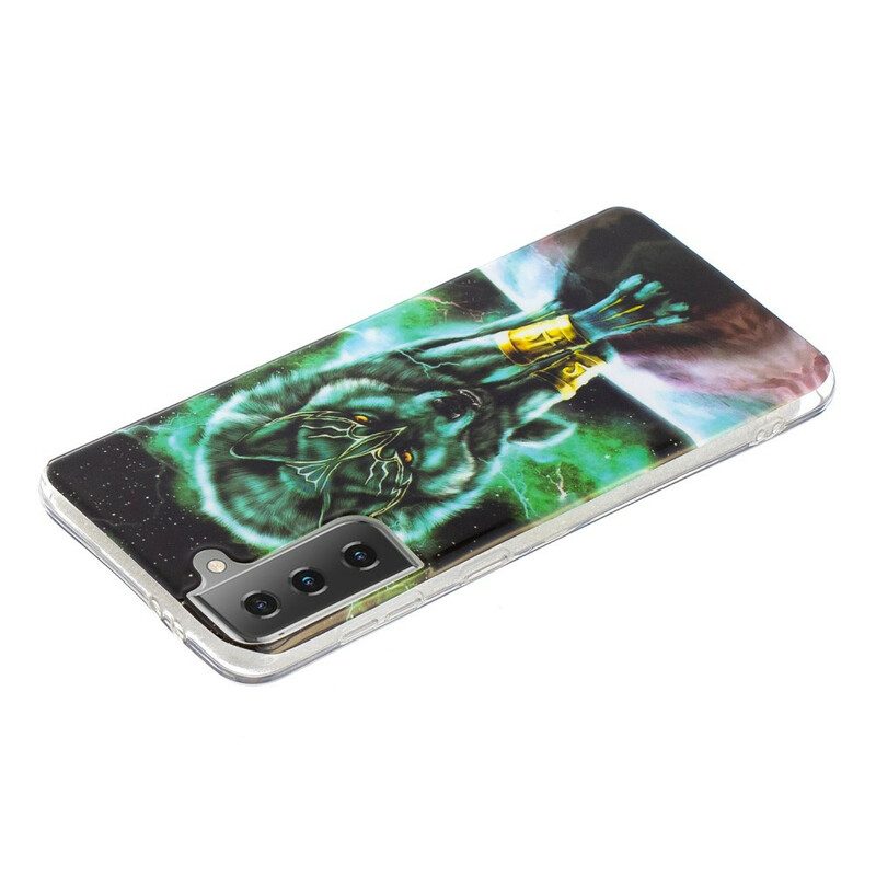 Skal För Samsung Galaxy S21 5G Fluorescerande Wolf Series