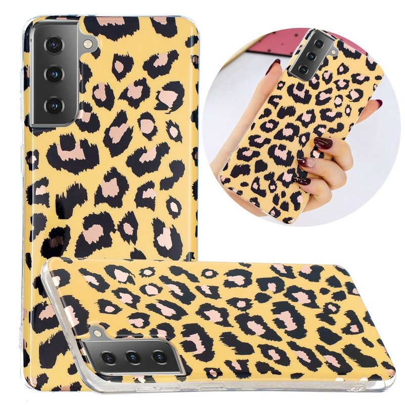 Skal För Samsung Galaxy S21 5G Marmor I Leopardstil