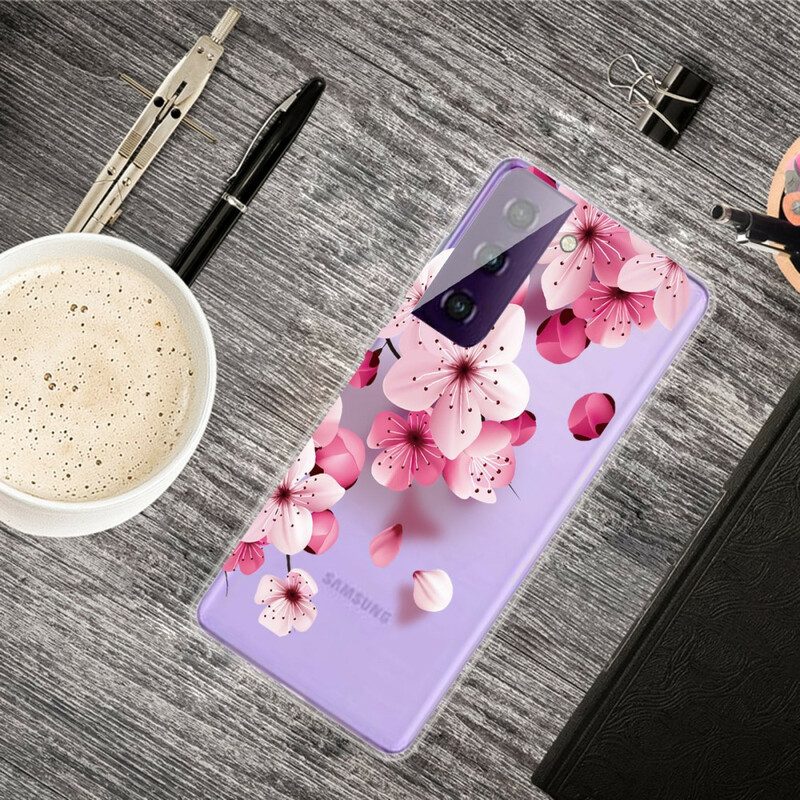 Skal För Samsung Galaxy S21 5G Små Rosa Blommor