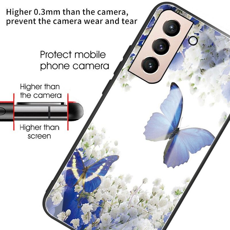Skal För Samsung Galaxy S21 FE Fjärilar I Härdat Glas