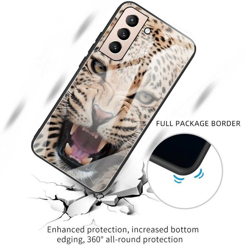 Skal För Samsung Galaxy S21 FE Leopard Härdat Glas