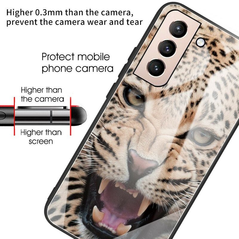 Skal För Samsung Galaxy S21 FE Leopard Härdat Glas