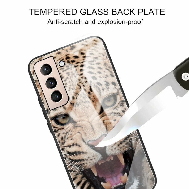 Skal För Samsung Galaxy S21 FE Leopard Härdat Glas