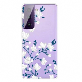 Skal För Samsung Galaxy S21 FE Vita Blommor