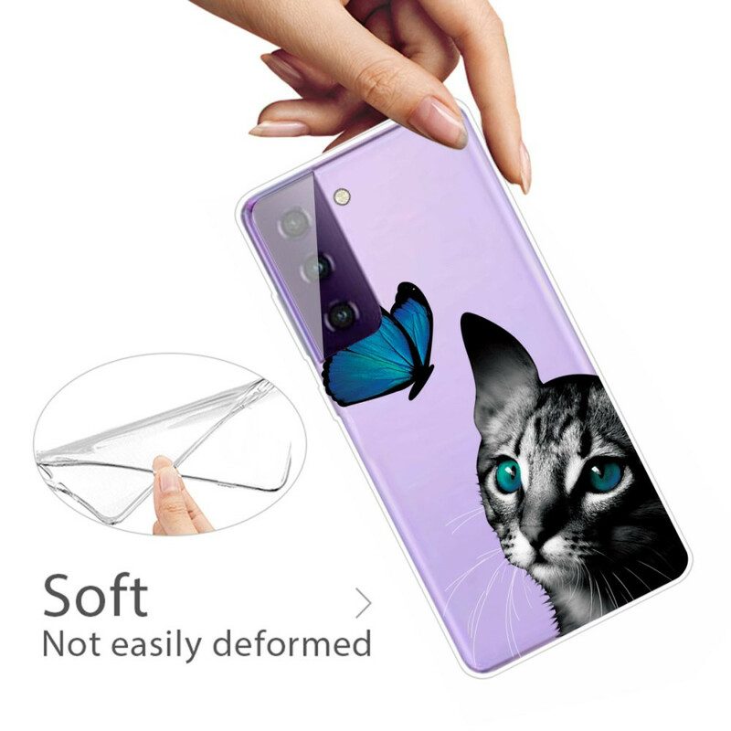 Skal För Samsung Galaxy S21 Plus 5G Katt Och Fjäril