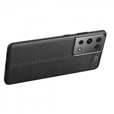 Skal För Samsung Galaxy S21 Ultra 5G Double Line Litchi Lädereffekt