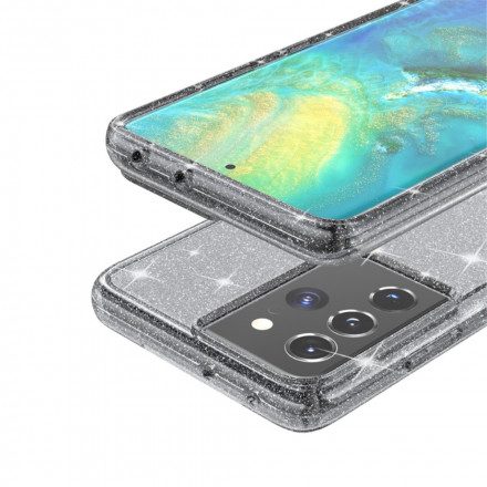 Skal För Samsung Galaxy S21 Ultra 5G Transparenta Paljetter
