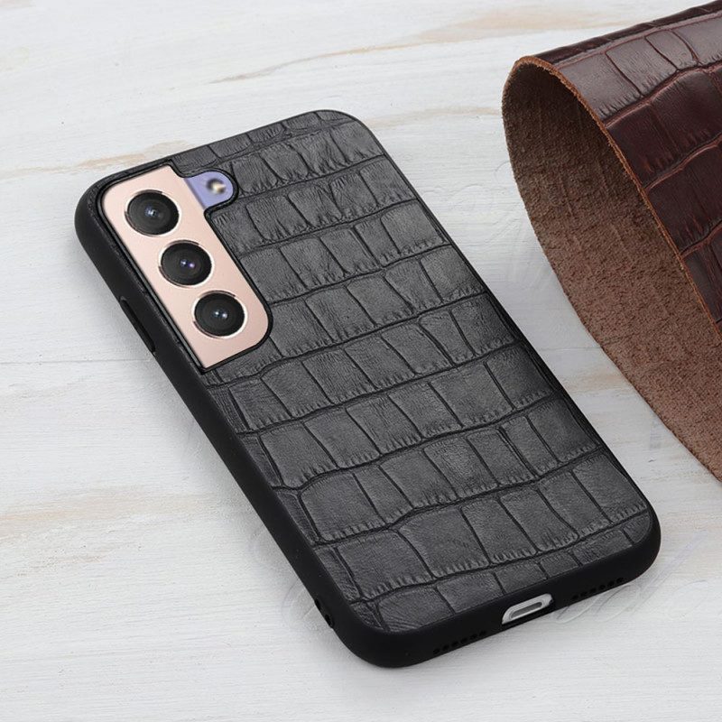 Skal För Samsung Galaxy S22 5G Äkta Crocodile Texture Läder