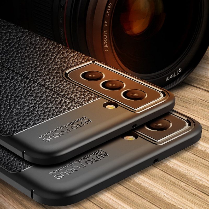 Skal För Samsung Galaxy S22 5G Double Line Litchi Lädereffekt