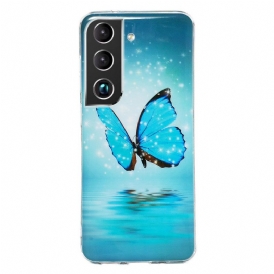 Skal För Samsung Galaxy S22 5G Fluorescerande Blå Fjärilar
