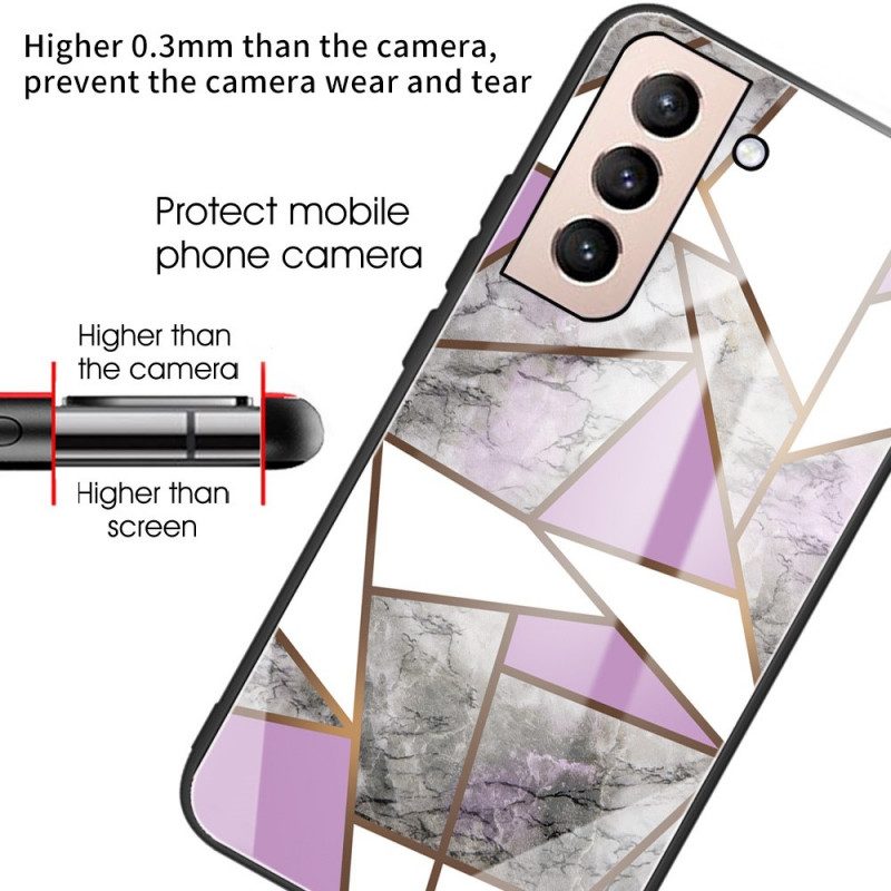 Skal För Samsung Galaxy S22 5G Geometri Marmor Härdat Glas