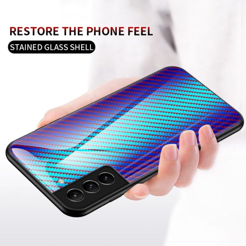 Skal För Samsung Galaxy S22 5G Kolfiberhärdat Glas