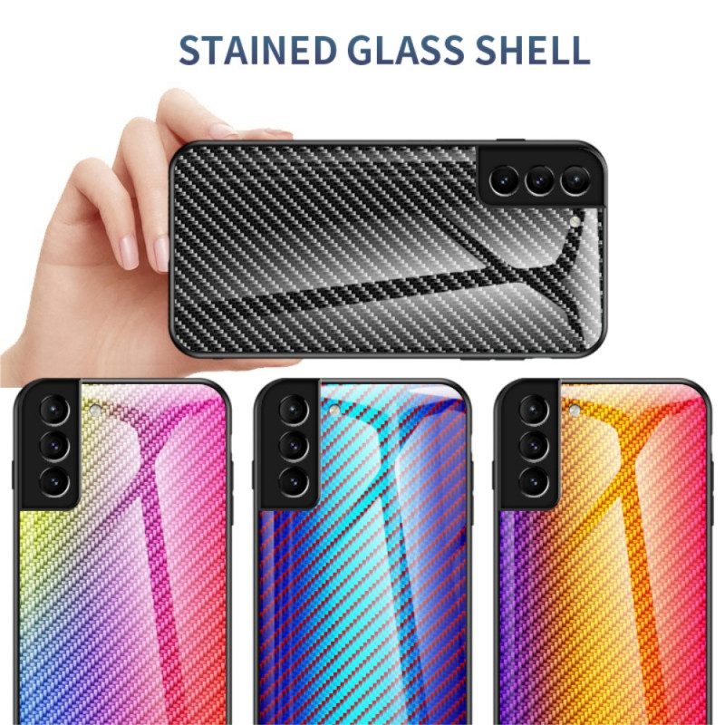 Skal För Samsung Galaxy S22 5G Kolfiberhärdat Glas