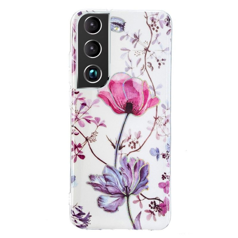 Skal För Samsung Galaxy S22 5G Marmorerade Blommor