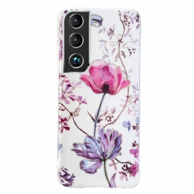 Skal För Samsung Galaxy S22 5G Marmorerade Blommor