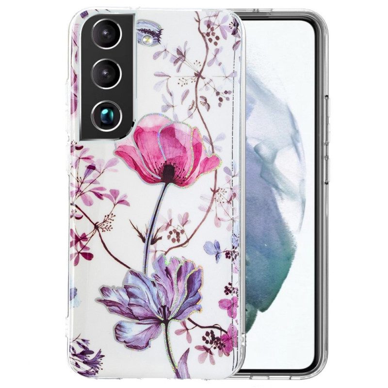 Skal För Samsung Galaxy S22 5G Marmorerade Blommor