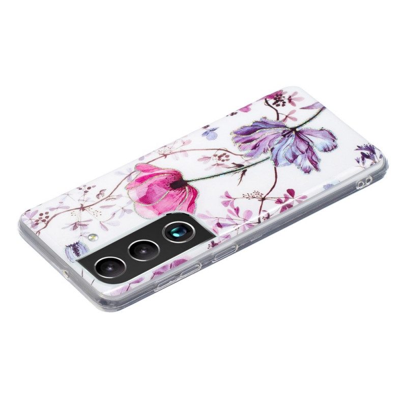 Skal För Samsung Galaxy S22 5G Marmorerade Blommor