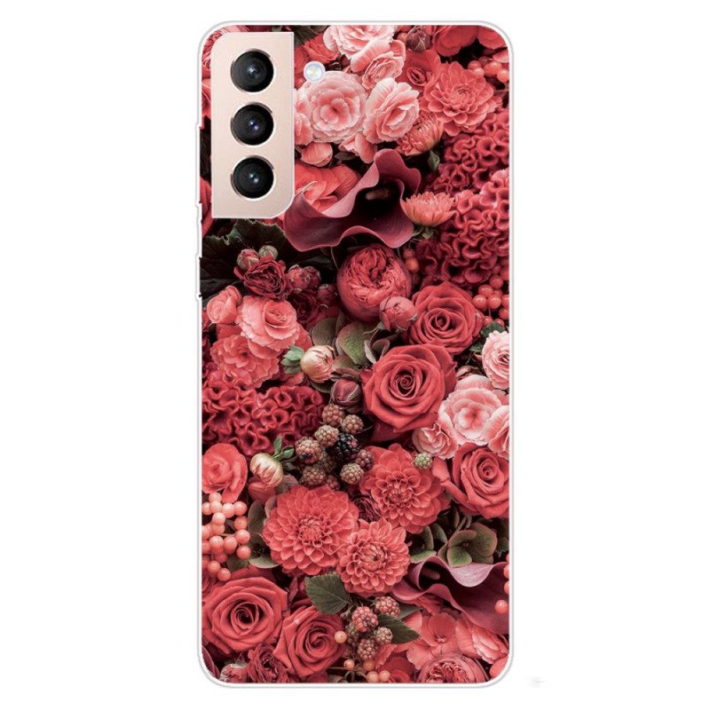 Skal För Samsung Galaxy S22 5G Rosa Blommor