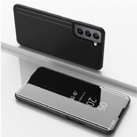 Skal För Samsung Galaxy S22 5G Spegel Och Konstläder