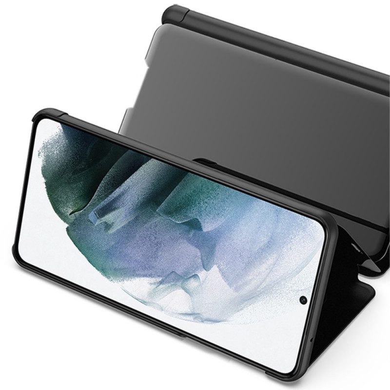 Skal För Samsung Galaxy S22 5G Spegel Och Konstläder