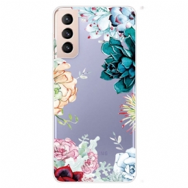 Skal För Samsung Galaxy S22 5G Transparent Med Blommor