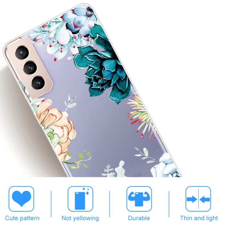 Skal För Samsung Galaxy S22 5G Transparent Med Blommor